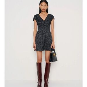 Reformation Amellia Silk Dress Black - Size 0